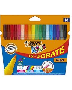 BIC KIDS VISA COLORING FELT-TIP PENS 15+3 / 18