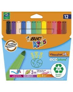 12 BIC KIDS VISACOLOR FELT-TIP PENS