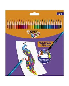 24 GM BIC KIDS EVOLUTION ILLUSION ERASABLE COLORING PENCIL