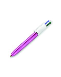 BIC BALLPOINT PEN 4 COLORS SHINE FUCHSIA PINK BODY