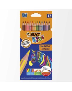 12 GM COLORED PENCIL BIC EVOLUTION STRIPES