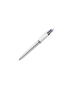 BIC BALLPOINT PEN 4 COLORS SHINE SILVER BODY