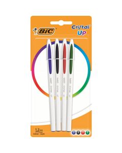 BIC CRISTAL UP PACK OF 4 BLUE+BLACK+GREEN+RED BALLPOINT PENS