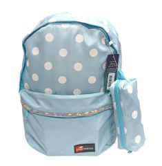 SAC A DOS 17 JASMINESTAR 2 POCHES + TROUSSE BLEU CIEL