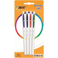 BIC CRISTAL UP PACK OF 4 BLUE+BLACK+GREEN+RED BALLPOINT PENS